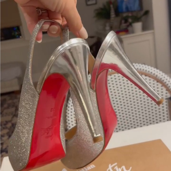 Christian Louboutin N Prive 100 Glitter Specchio Heels Perfect for Wedding - Picture 9 of 12